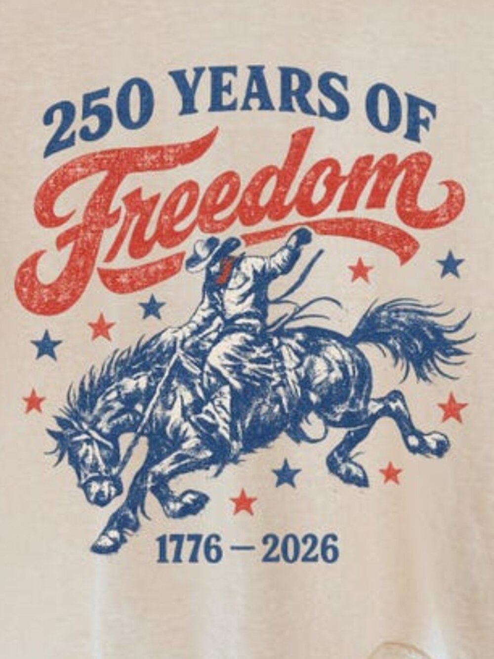 Retro 250 Years of Freedom Cowboy Horse Unisex Tee - Picture 2 of 4